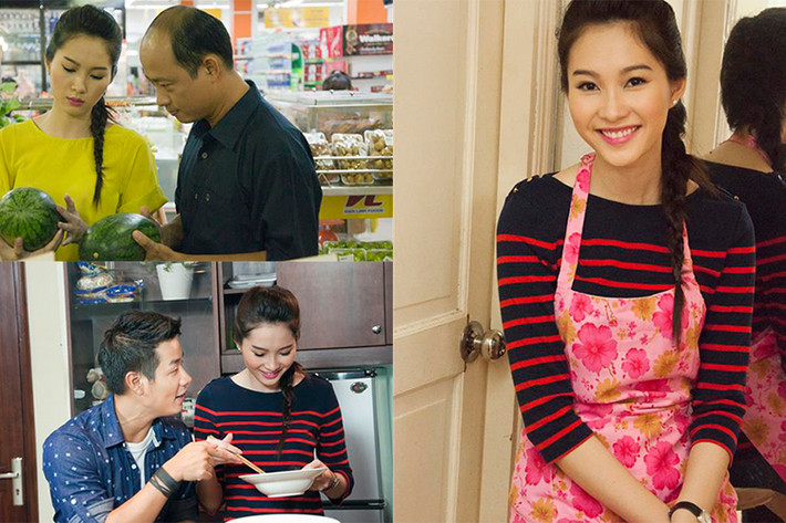 Hình ảnh Thu Thảo đi chợ, làm phụ bếp trong một chương trình vào năm 2013. Ảnh: Thể thao văn hóa