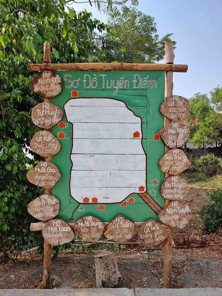 Sơ đồ tuyến điểm du lịch Thiềng Liềng. Hiện, ấp Thiềng Liềng có khoảng 16 điểm đến với các sản phẩm du lịch mang đặc trưng của hệ sinh thái rừng ngập mặn Cần Giờ và văn hóa của người dân vùng biển như ẩm thực và thức uống vùng biển, không gian nghề muối, không gian hoài niệm, homestay, đờn ca tài tử, ngâm chân thư giãn… Tất cả các sản phẩm du lịch này do chính các hộ dân và cư dân đang sinh sống tại ấp đảo Thiềng Liềng thực hiện. Ảnh: Lê Dân Nam
