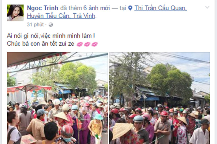 Đi kèm loạt ảnh, Ngọc Trinh để lại dòng bình luận: “Ai nói gì nói, việc mình mình làm! Chúc bà con ăn tết vui vẻ”. Dường như, cô không quá bận tâm những ý kiến trái chiều về buổi đấu giá SIM gần đây. (Ảnh: chụp màn hình)