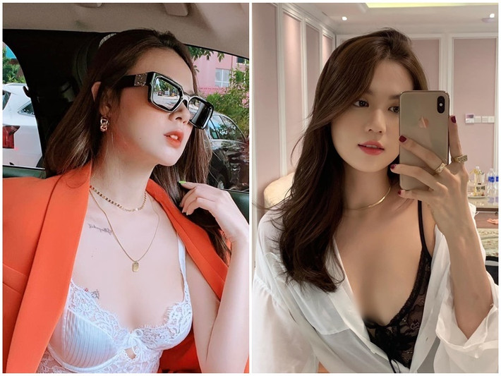 Midu và Ngọc Trinh đẹp hút mắt khi diện mốt nội y ren.