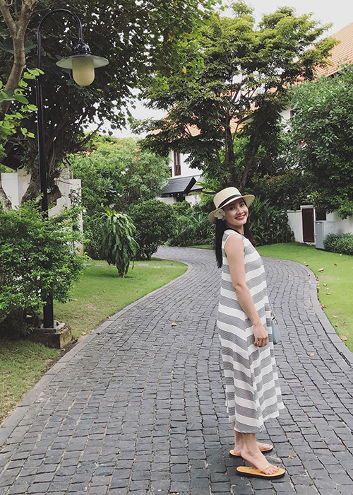 Bảo Thanh tươi tắn trong chuyến đi Đà Nẵng.