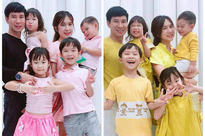 Sau 8 năm kết hôn, vợ chồng Lý Hải - Minh Hà đã có 4 nhóc tì đủ nếp đủ tẻ. Minh Hà từng chia sẻ bí quyết để giữ hôn nhân hạnh phúc là cả hai vợ chồng tôn trọng nhau. Đến nay, đây là cặp vợ chồng đông con hạnh phúc nhất nhì Vbiz. Ảnh: FBNV