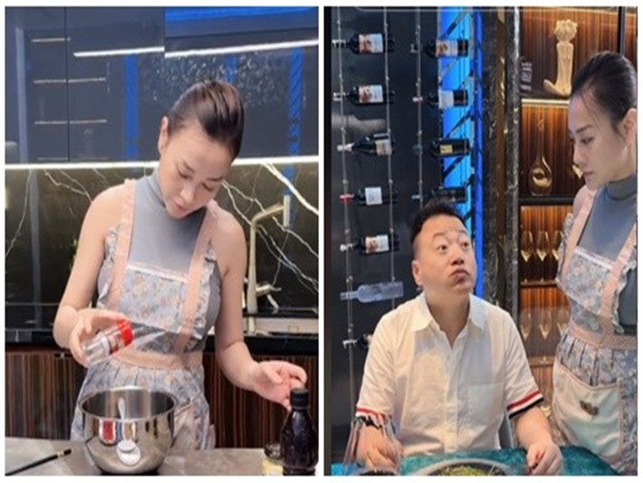 Chồng Phương Oanh cũng nấu ăn khá ngon nhưng thích cảm giác được vợ chăm sóc, quan tâm.