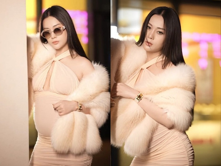 Nữ diễn viên phim Hương vị tình thân chuộng mặc đồ ôm sát khi mang thai. Ảnh: Người Đưa Tin.