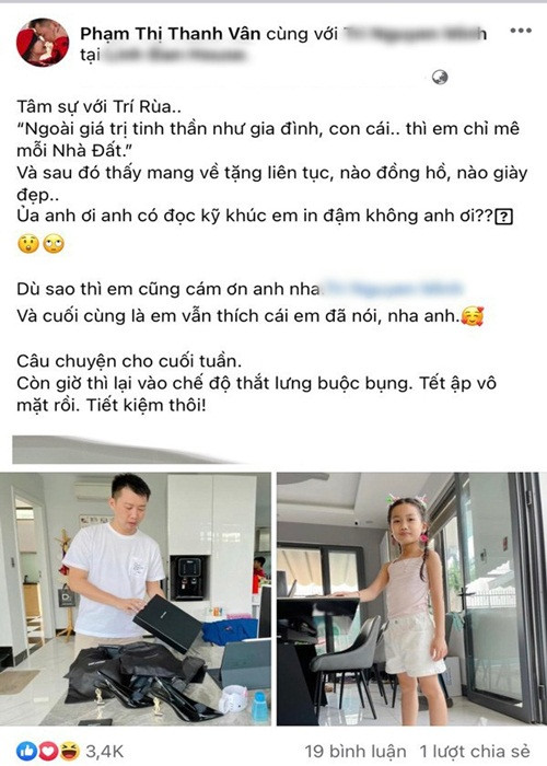Ông xã của nữ diễn viên phim "Lật mặt: 48h" rất chiều chuộng vợ. Hồi cận Tết Nguyên đán 2021, Ốc Thanh Vân khoe được chồng tặng loạt đồ hiệu.
