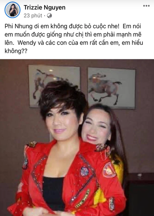 Trizzie Phương Trinh rất thương Phi Nhung mắc COVID-19. Ảnh: Người đưa tin