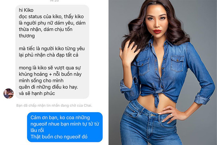 Hot Face sao Việt 24h: Kiko Chan đăng tải ảnh chụp màn hình lời động viên của bạn bè khi vướng ồn ào với Kim Lý. “Cuối cùng thì bạn tôi đã lên tiếng, tôi vừa kịp rơi giọt nước mắt, mặn đắng”, Kiko viết.
