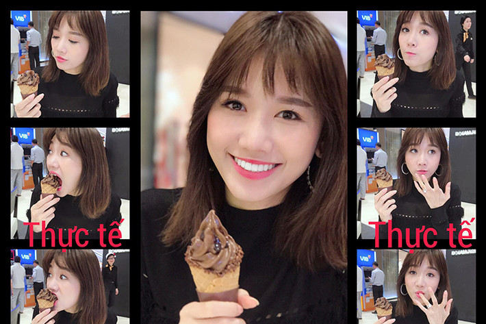 Hari Won chia sẻ hình ảnh đăng tải trên Facebook và hình ảnh thực tế khi thưởng thức món ăn.