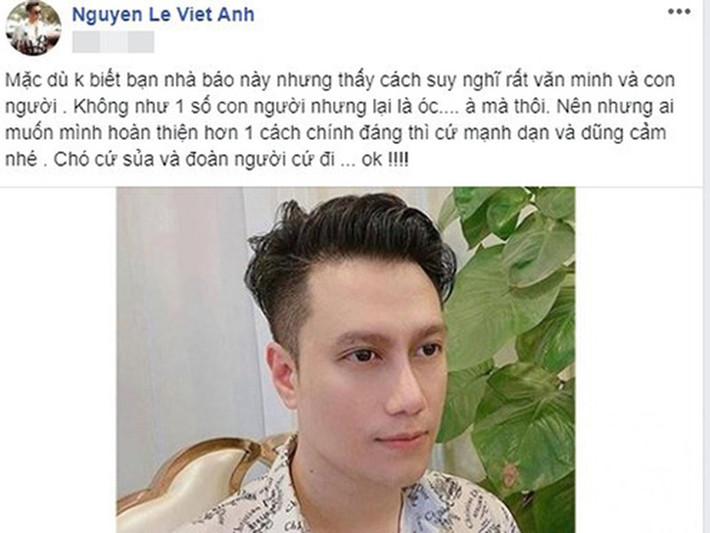 Từ khi dao kéo, nhan sắc của Việt Anh gây tranh cãi. Ngoài tiếc nuối vẻ nam tính trước kia của nam diễn viên, một số cư dân mạng còn chê lên chê xuống gương mặt sau phẫu thuật thẩm mỹ của anh. Về phía mình, Việt Anh mắng antifan bằng từ khó nghe.