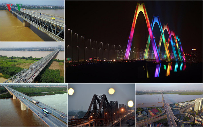 Thăng Long, Nhật Tân, Long Biên, Chương Dương, Vĩnh Tuy, Thanh Trì, là 6 cây cầu bắc qua sông Hồng có vai trò trọng yếu trong kết nối giao thông Hà Nội.