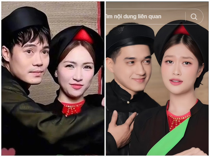 Khi ra mắt MV “ Bắc Bling”, Hòa Minzy đăng tải clip hóa liền chị, mời Văn Toàn đóng liền anh để quảng bá sản phẩm âm nhạc. Để ủng hộ Hòa Minzy, Thiên Ân cũng hóa liền chị, xuất hiện bên diễn viên Ma Ran Đô. Ảnh: FB Hòa Minzy, TikTok Thiên Ân.