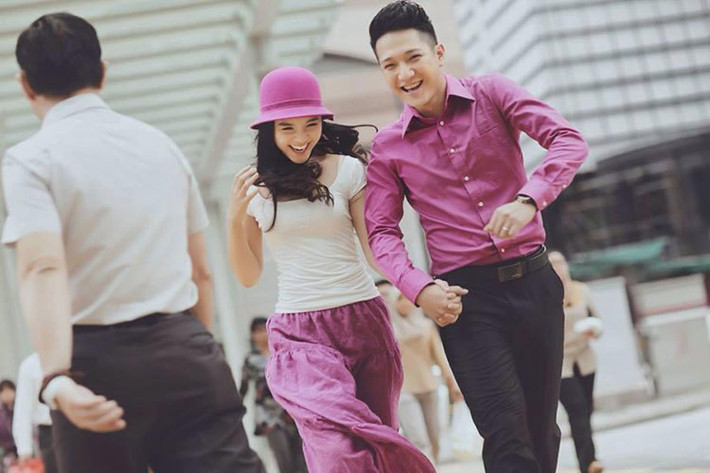 Đám cưới của Thu Quỳnh - Chí Nhân diễn ra chỉ sau 2 tháng bộ phim "Sống cùng lịch sử" đóng máy. Ảnh: Danviet