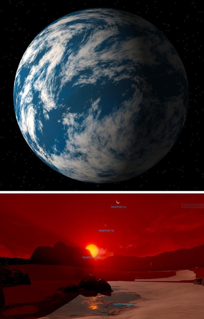 3. TRAPPIST-1d: Là “người anh em ruột” của TRAPPIST-1e, hành tinh này cũng được đánh giá là có thể sống được. Nhiệt độ tại đây rất giống với Trái đất, thậm chí có thể tồn tại bầu khí quyển, đại dương hoặc các lớp băng trên bề mặt. Các nhà khoa học cho rằng hành tinh này giống 89% với Trái đất.
