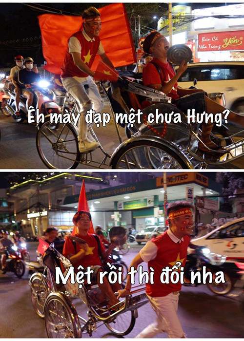 Mr Đàm đạp xích lô khi đi bão.