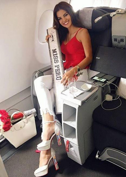 Đại diện Peru Prissila Howard đáp chuyến bay đến Mỹ để tham gia Hoa hậu Hoàn vũ Thế giới 2017.
