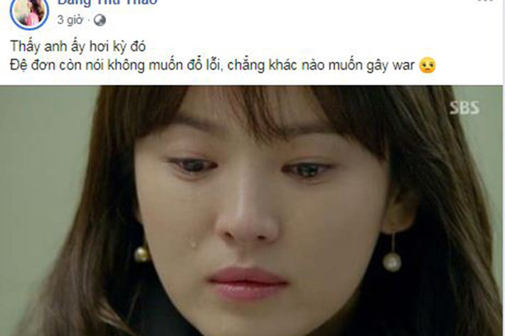 Trước thông tin Song Joong Ki công khai chuyện đệ đơn ly hôn Song Hye Kyo, Hoa hậu Đặng Thu Thảo bày tỏ quan điểm: "Thấy anh ấy hơi kỳ đó. Đệ đơn còn nói không muốn đổ lỗi, chẳng khác nào muốn gây chiến".