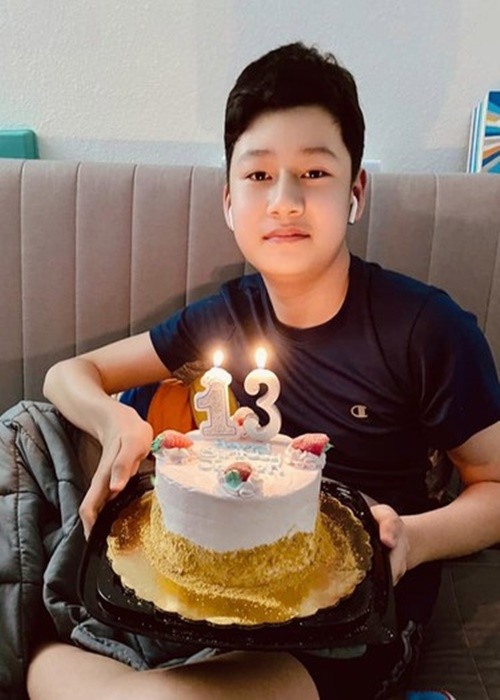 Con trai của Quang Dũng đón tuổi 13 ở Mỹ vào tháng 2/2021.