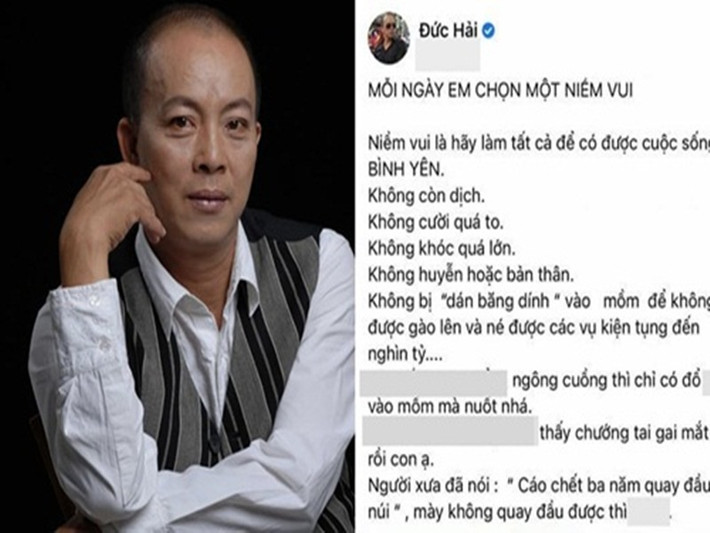 Nghệ sĩ Đức Hải đang vướng ồn ào văng tục trên mạng xã hội. Giữa làn sóng chỉ trích, anh kêu oan. Nam nghệ sĩ cho biết, bản thân bị trộm tài khoản Facebook, bài đăng chửi tục được viết bởi kẻ xấu. Ảnh: Công lý và xã hội