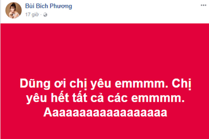 Bùi Bích Phương viết: "Dũng ơi, chị yêu em".
