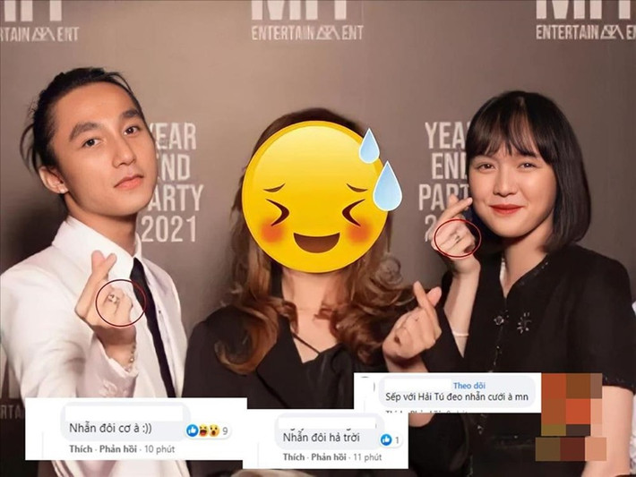 Mới đây, Sơn Tùng - Hải Tú bị đồn mang nhẫn đôi trên ngón áp út trong buổi tiệc tất niên của công ty. Ảnh: Dân Việt