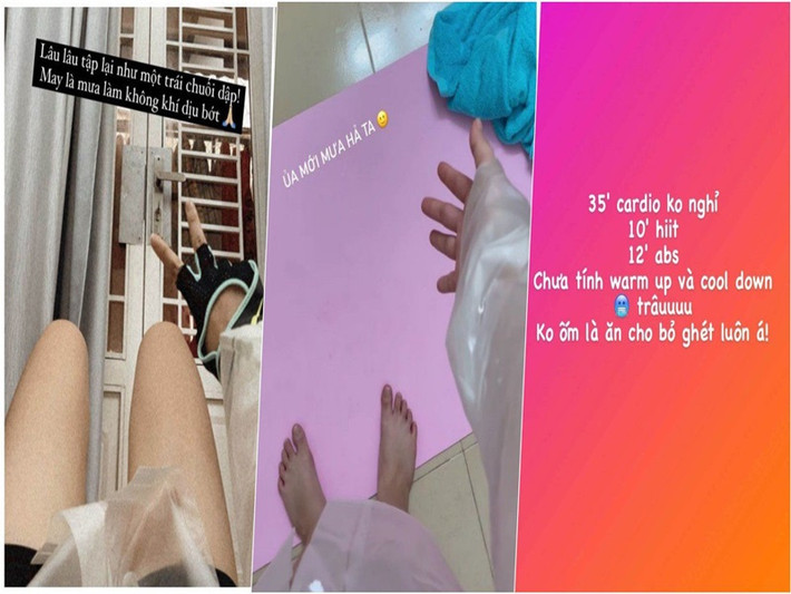 Phương Mỹ Chi thậm chí mặc áo mưa trong lúc tập luyện.