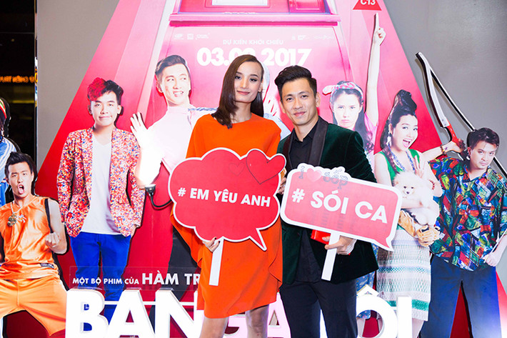 Lê Thúy đến ủng hộ chồng ra mắt phim. Trong “Bạn gái tôi là sếp”, Đỗ An lần đầu chạm ngõ điện ảnh với vai nam chính.