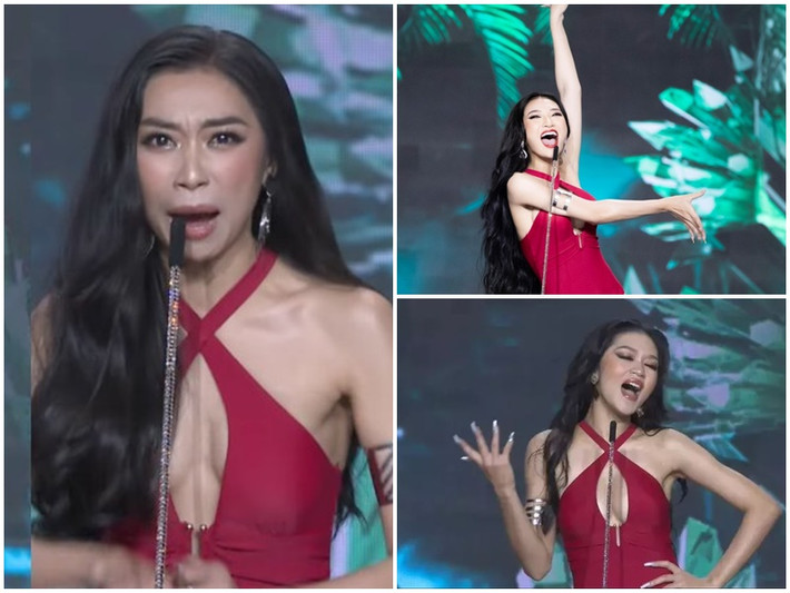 Màn hô tên của các thí sinh trong chung khảo Miss Grand Vietnam 2022 đang vấp phải tranh cãi trái chiều. Theo nhiều ý kiến, việc các cô gái cố nói to, có những động tác, biểu cảm lố thực sự không phù hợp với một cuộc thi nhan sắc. Ảnh: Yan, Tiền Phong