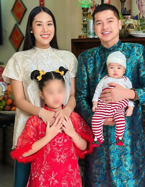 Quang Minh và Tăng Khánh Chi đều có con riêng trước khi gắn bó. Hiện tại, nam diễn viên hài có mối quan hệ tốt đẹp với con riêng của bạn gái. Ảnh: FB Quang Minh.