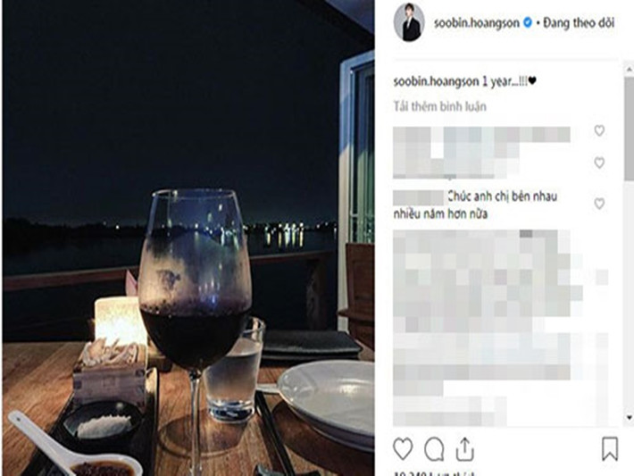 Soobin Hoàng Sơn từng khoe ảnh bữa tối lãng mạn cùng kèm chú thích: “1 year” (Tạm dịch: 1 năm). Không ít cư dân mạng cho rằng giọng ca “Phía sau một cô gái” tổ chức tiệc kỷ niệm 1 năm yêu nhau với bạn gái tin đồn. Ảnh chụp màn hình