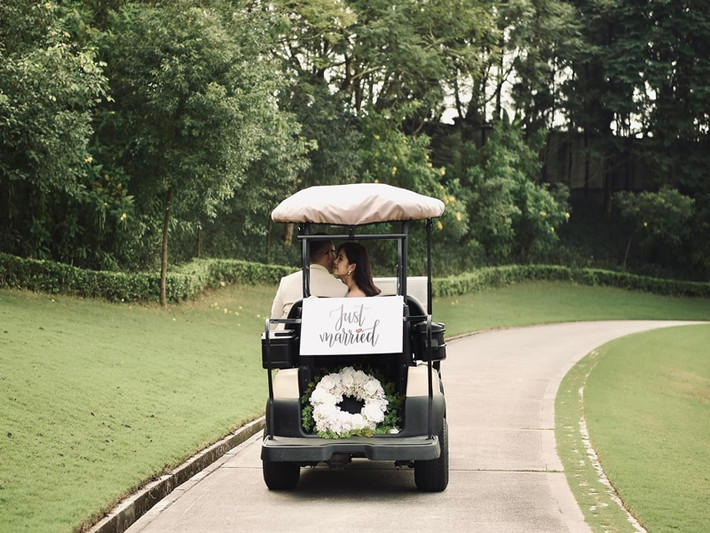 Sân golf được xem là "nơi tình yêu bắt đầu" của vợ chồng Thu Hoài.
