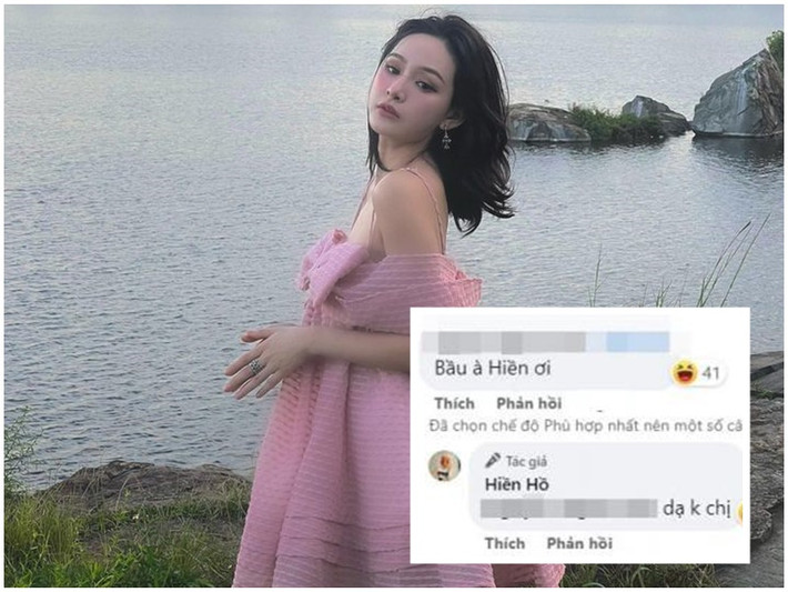 Đầu tháng 11, tin đồn Hiền Hồ mang bầu rộ lên khi nữ ca sĩ chia sẻ hình ảnh gợi cảm, trẻ trung trong chiếc váy hai dây dáng rộng. Trước nghi vấn bầu bí, Hiền Hồ phủ nhận. "Dạ không chị", nữ ca sĩ đáp lại khi một cư dân mạng để lại bình luận: "Bầu à, Hiền ơi".Ảnh: Instagram, Bảo vệ công lý