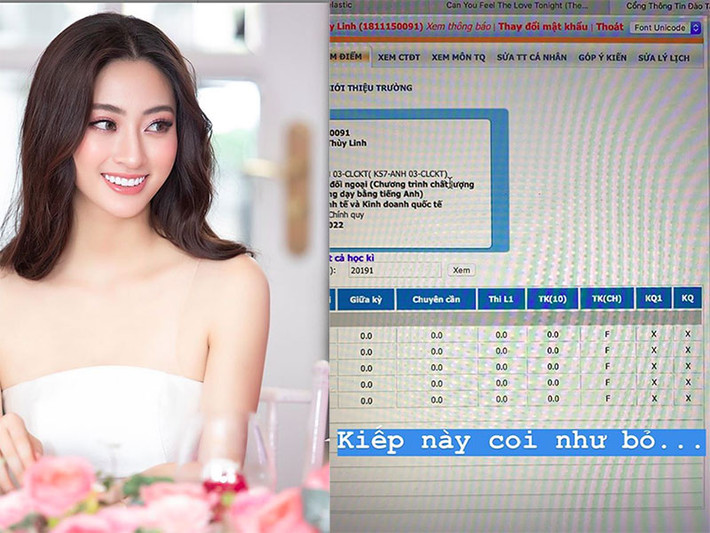 Bảng điểm toàn 0 của Hoa hậu Lương Thùy Linh thu hút sự quan tâm của khán giả bởi từ trước đến nay, cô được biết đến là một người đẹp học giỏi. Tuy nhiên, ngay sau đó, cô đính chính đây chỉ là một trò đùa.