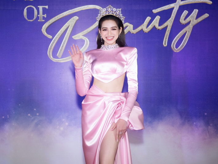 Tối qua (ngày 24/4), Đỗ Thị Hà tham dự đêm chung khảo toàn quốc Miss World Vietnam 2022 - Hoa hậu Thế giới Việt Nam 2022. Cô diện đầm xẻ tà cao gam màu hồng.