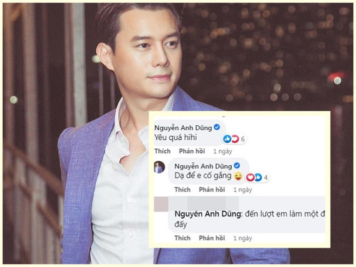 Mới đây, khi diễn viên Chi Bảo khoe con trai thứ hai trên mạng xã hội, Anh Dũng để lại bình luận: "Yêu quá". Nhanh chóng, một người bạn giục Anh Dũng sớm có con. Đáp lại người bạn này, Anh Dũng viết: "Dạ, để em cố gắng".