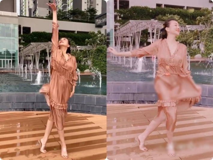 Diện đầm lụa, đứng trước gió, siêu mẫu Thanh Hằng lộ vùng nhạy cảm. Ảnh: Dân Việt