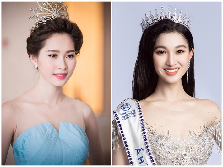 Á hậu Phương Nhi (phải) và Hoa hậu Đặng Thu Thảo đều được mệnh danh là "thần tiên tỷ tỷ" bởi nhan sắc dịu dàng gây mê. Ảnh: FB Phương Nhi, Thu Thảo.