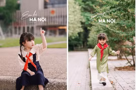 Em bé đeo khăn quàng đỏ chụp ảnh ở Lăng Bác gây thương nhớ