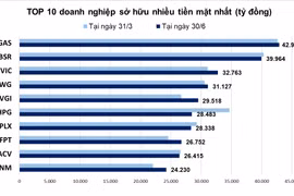 10 doanh nghiệp giàu nhất sàn chứng khoán, ai là vua tiền mặt?