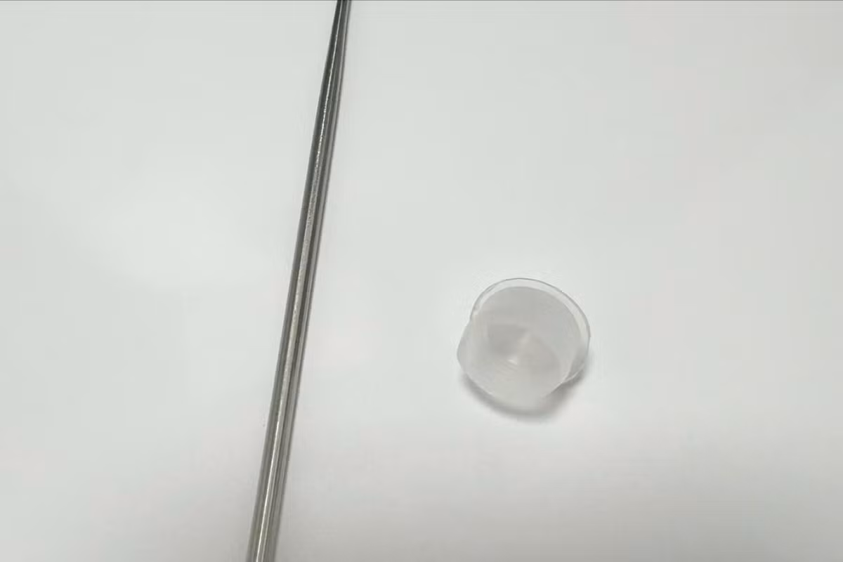 Hình ảnh dị vật (bên phải) được lấy ra từ mũi bệnh nhi. Ảnh BV