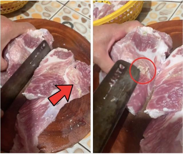 Xẻ đôi miếng thịt lợn vừa mua, cô gái phát hiện điều kinh dị Xe doi mieng thit lon vua mua, co gai phat hien dieu kinh di