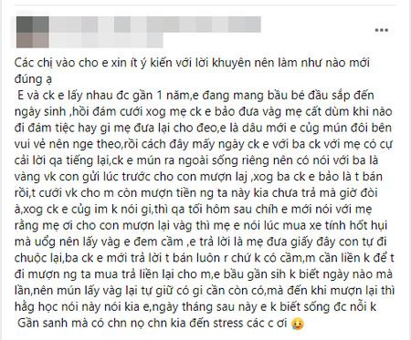 Nhờ mẹ chồng giữ hộ vàng cưới, lúc đòi lại bà nói mà điếng người Nho me chong giu ho vang cuoi, luc doi lai ba noi ma dieng nguoi