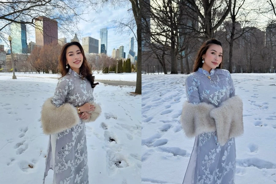 Rich kid Nguyên Newin đón Tết xa nhà, diện áo dài khoe dáng trên đất khách