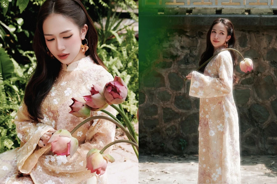 Joyce Phạm 'chốt hạ' mùa Tết 2026 với bộ ảnh áo dài ngọt ngào