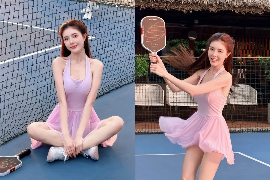 'Hot girl dao kéo' Lilly Luta khoe vóc dáng vạn người mê trên sân pickleball