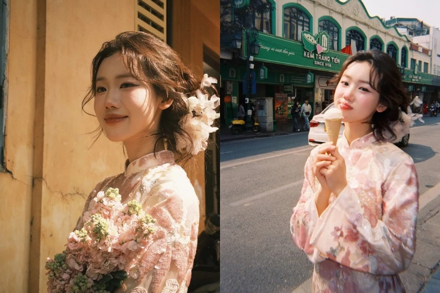 Ngắm 'nàng thơ du học sinh' Meichan ngọt ngào trong tà áo dài