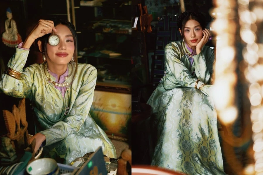 Thảo Nhi Lê diện áo dài đậm chất 'retro' lại không thiếu nét thời thượng
