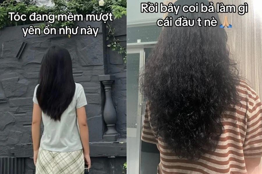 Làm tóc đón Tết, cô gái 'mếu máo' vì thành quả không như ý