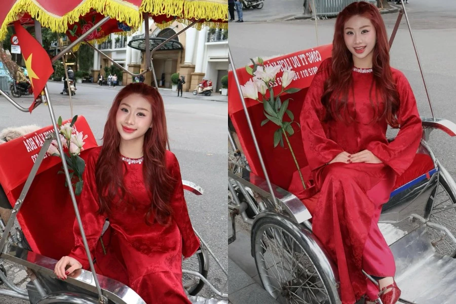 Rũ bỏ hình tượng nóng bỏng, Louis Phạm dịu dàng trong tà áo dài truyền thống