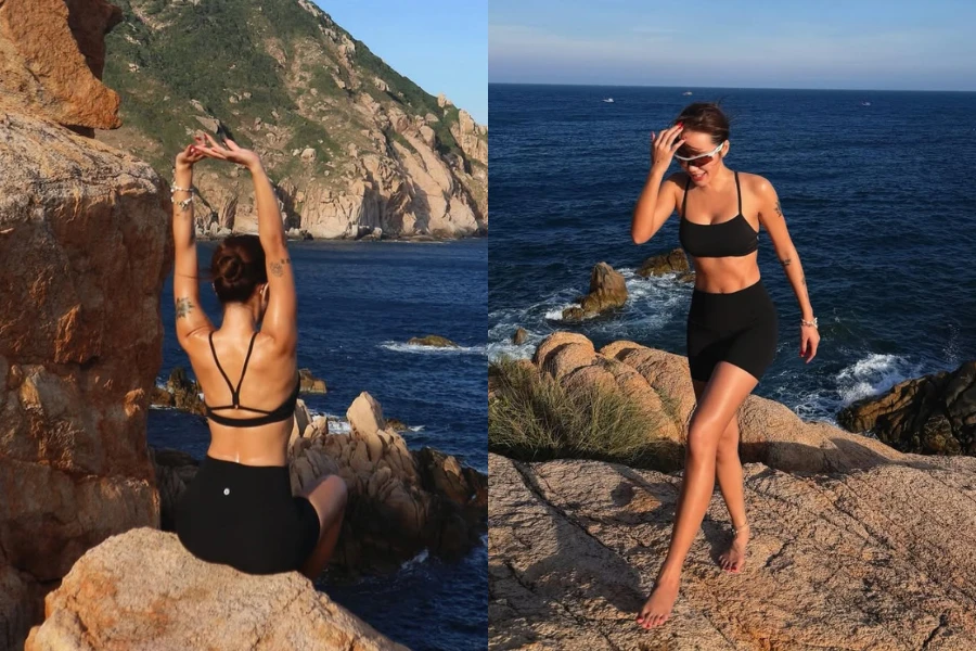 Phương Ly gợi cảm với làn da nâu và body săn chắc trên biển