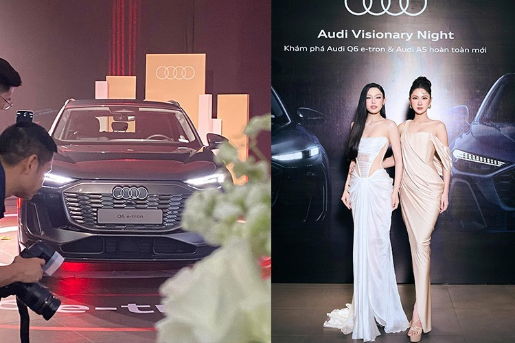 Phuong Linh and Cam Ly attract attention with their radiant beauty and green living message next to two new luxury cars Audi A5 and Q6 e-tron. 111-4739.jpg